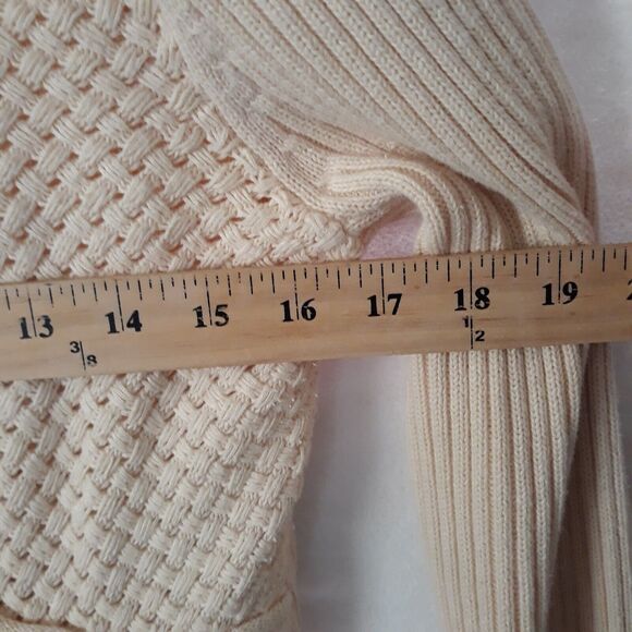 DKNY Jeans Cable Knit Shawl Neck Cardigan Sweater Women Small Cream Full Zip - Picture 6 of 10